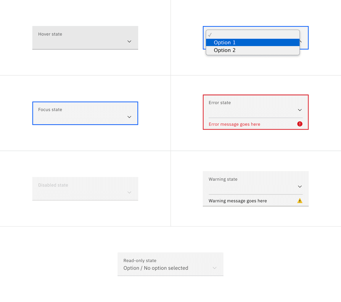 Interactive states of fluid select